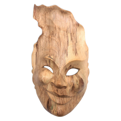 Holzmaske - Handgeschnitzte Wandmaske aus Hibiskusholz aus Indonesien