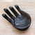 Wood sculpture, 'Black Palm' - Hand-Carved Wood Sculpture of a Hand in Black from Indonesia thumbail