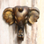 Wood wall sculpture, 'Glorious Elephant' - Antiqued Gold-Tone Wood Elephant Wall Sculpture from Bali thumbail