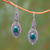 Malachite dangle earrings, 'Precious Canoes' - Natural Malachite Dangle Earrings from Bali