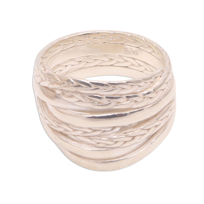 Sterling silver band ring, 'Tegenungan River' - Artisan Crafted Sterling Silver Band Ring from Bali