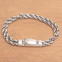 Sterling silver chain bracelet, 'Strong Together' - Sterling Silver Rope Chain Bracelet from Bali