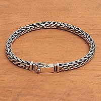 Sterling silver chain bracelet, Bold Kepang