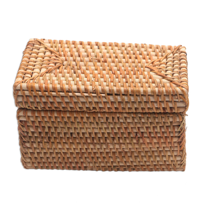 Bamboo and natural fiber basket, 'Lombok Storage' - Handwoven Bamboo and Natural Fiber Basket from Bali