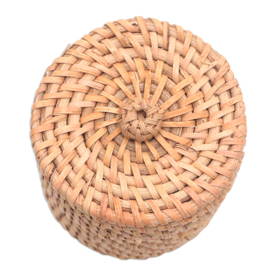 Bamboo and natural fiber mini basket, 'Lombok Helper' - Handwoven Bamboo and Natural Fiber Mini Basket from Bali