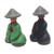 Wood figurines, 'Farmer Couple' (pair) - Green and Blue Wood Farmer Figurines from Bali (Pair) (image 2c) thumbail