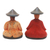 Wood figurines, 'Traditional Couple' (pair) - Red and Yellow Wood Farmer Figurines from Bali (Pair) (image 2d) thumbail