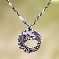 Sterling silver pendant necklace, 'Buleleng Eagle' - Sterling Silver Eagle Pendant Necklace from Java