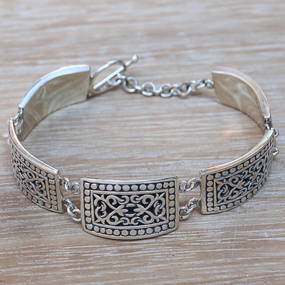 Sterling silver link bracelet, Balinese Wall