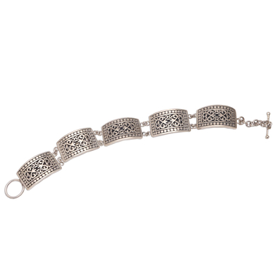 Sterling silver link bracelet, 'Balinese Wall' - Sterling Silver Link Bracelet Crafted in Java