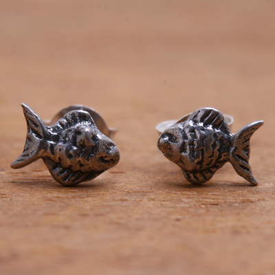 Sterling silver stud earrings, Sanur Fish