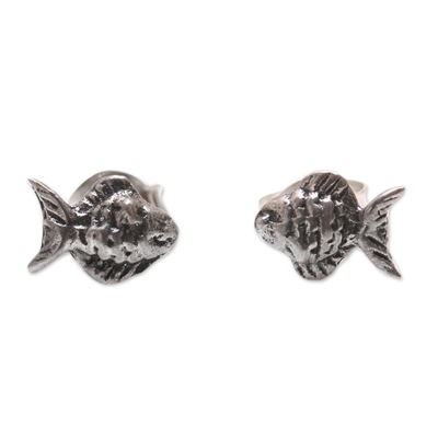 Sterling silver stud earrings, 'Sanur Fish' - Sterling Silver Fish Stud Earrings from Bali
