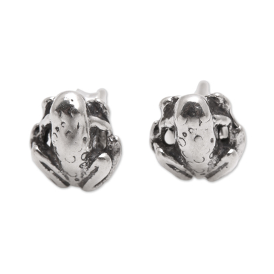 Sterling Silver Frog Stud Earrings from Bali