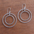 Sterling silver dangle earrings, 'Twin Hoops' - Circular Sterling Silver Dangle Earrings Crafted in Bali