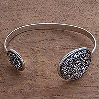 Sterling silver cuff bracelet, 'Kintamani Contour' - Modern Sterling Silver Cuff Bracelet Crafted in Bali
