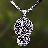 Sterling silver pendant necklace, 'Kintamani Contour' - Modern Sterling Silver Pendant Necklace Crafted in Bali