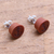 Wood stud earrings, 'Sanur Anchors' - Anchor Motif Sawo Wood Stud Earrings from Bali