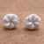 Bone stud earrings, 'Glorious Jepun' - Frangipani Flower Bone Stud Earrings from Bali thumbail