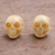 Bone stud earrings, 'Faces of Trunyan' - Hand-Carved Skull Bone Stud Earrings from Bali (image 2) thumbail