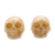 Bone stud earrings, 'Faces of Trunyan' - Hand-Carved Skull Bone Stud Earrings from Bali thumbail