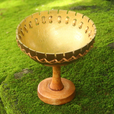 Coconut shell jewelry stand, 'Personal Treasure' - Coconut Shell Jewelry Stand Crafted in Bali
