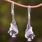 Sterling silver dangle earrings, 'Sleeping Bats' - Sterling Silver Bat Dangle Earrings from Bali
