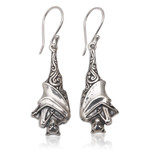 Sterling silver dangle earrings, 'Sleeping Bats' - Sterling Silver Bat Dangle Earrings from Bali