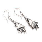 Sterling silver dangle earrings, 'Sleeping Bats' - Sterling Silver Bat Dangle Earrings from Bali