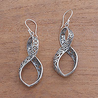 Sterling silver dangle earrings, 'Beauty in Excellence'