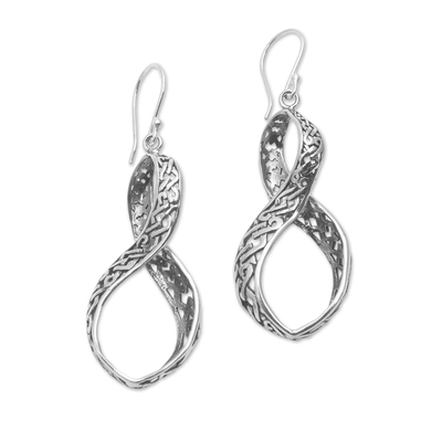 Sterling silver dangle earrings, 'Beauty in Excellence' - Twisting Sterling Silver Dangle Earrings from Bali