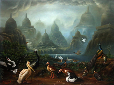Signed Surrealist Landscape Painting from Java (2016)