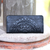Leather clutch, 'Wulan Black' - Patterned Leather Clutch in Black from Bali (image 2) thumbail