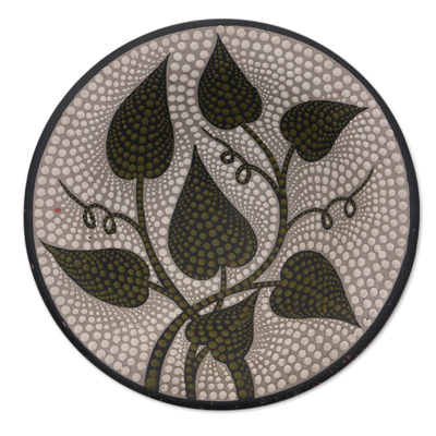 Cuenco decorativo de cerámica - Cuenco decorativo de cerámica con motivo de hojas de Bali