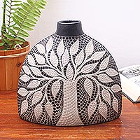 Ceramic decorative vase, White Tree