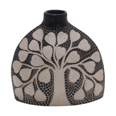 Keramische dekorative Vase, 'Baum der Liebe'. - Keramik-Dekorvase mit Baummotiv in Bali hergestellt