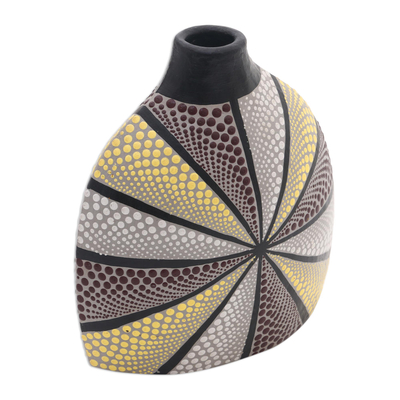 Ceramic decorative vase, 'Beautiful Dots' - Colorful Ceramic Decorative Vase from Bali