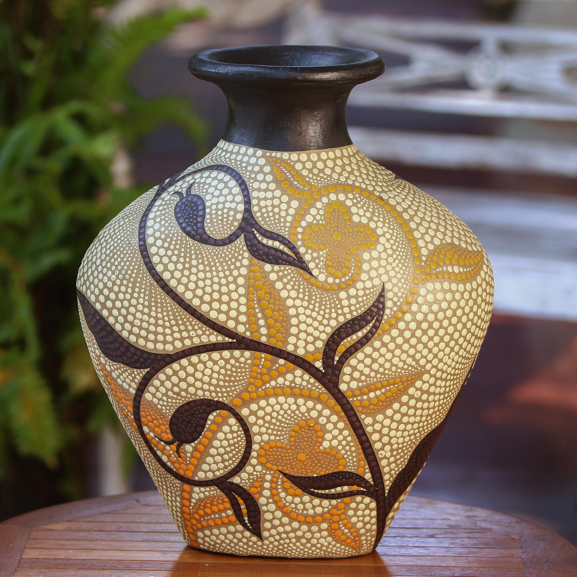 NOVICA Creole Design Pair Ceramic Decorative Vases 