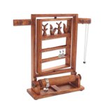 Wood jewelry stand, 'Serene Forest in Brown' - Floral Jempinis Wood Jewelry Stand in Brown from Bali