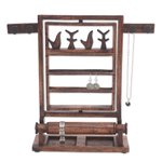 Wood jewelry stand, 'Serene Forest in Dark Brown' - Floral Jempinis Wood Jewelry Stand in Dark Brown from Bali