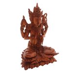 Wood sculpture, 'Praying Shiva' - Hand-Carved Suar Wood Shiva Sculpture from Indonesia