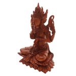 Wood sculpture, 'Praying Shiva' - Hand-Carved Suar Wood Shiva Sculpture from Indonesia