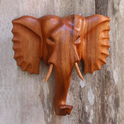 Wood wall sculpture, Elephant Prince