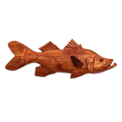 Hand-Carved Wood Fish Wall Sculpture from Bali