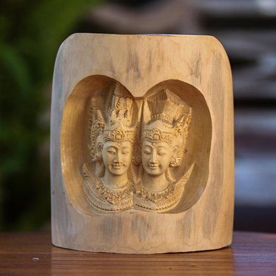 Wood sculpture, 'Famous Hindus' - Hand-Carved Wood Rama and Sita Sculpture from Bali