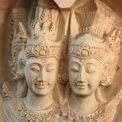 Escultura de madera - Escultura Rama y Sita de madera tallada a mano de Bali