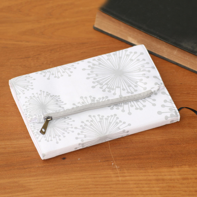 Cotton journal, 'Dove Grey Fireworks' - Modern Print Cotton Journal Crafted in Java