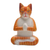 Wood sculpture, 'Meditation Cat in Orange' - Signed Wood Sculpture of a Meditating Cat in Orange thumbail