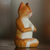 Escultura de madera - Escultura de madera firmada de un gato meditando en naranja