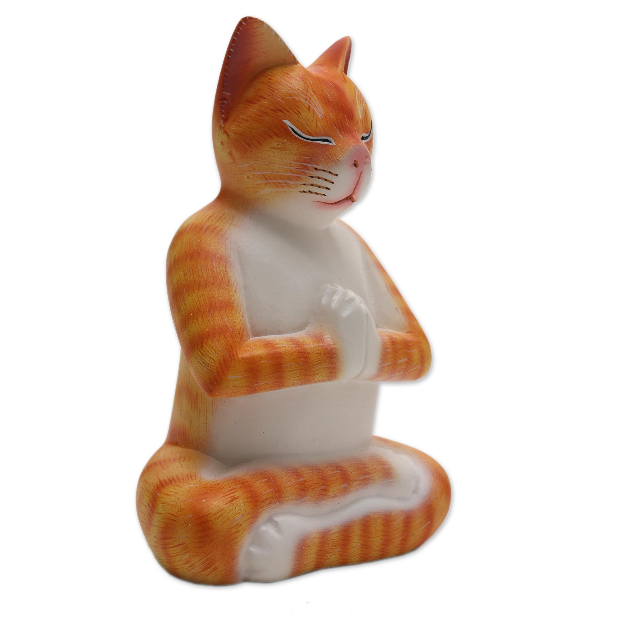 meditating cat sculpture