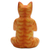 Wood sculpture, 'Meditation Cat in Orange' - Signed Wood Sculpture of a Meditating Cat in Orange (image 2f) thumbail
